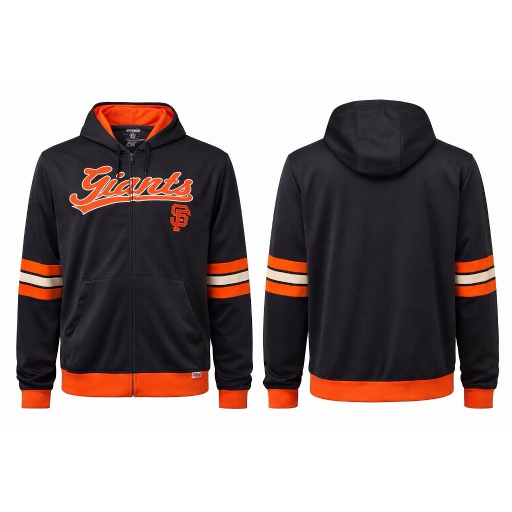 SF Giants Stitches Full Zip Hoodie Mens XL Black Orange MLB 50” Chest